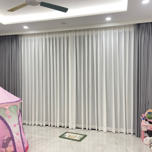 Alternative view of Rèm vải hai lớp màu xám cho phòng khách