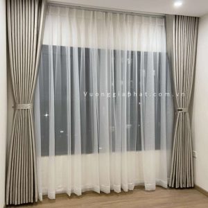 Rèm Vải Chống Nắng 2 Lớp Màu Xám 018