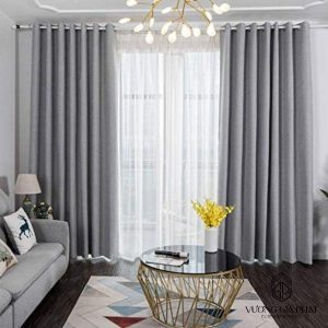 Rèm Vải 2 Lớp Màu Xám Cản Sáng Cho Phòng Khách