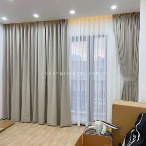 Rèm Vải 2 Lớp Màu Ghi 04
