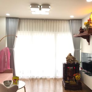 Alternative view of Rèm vải hai lớp xám trắng cho căn hộ