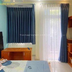 Rèm Vải 2 Lớp Màu Xanh 010