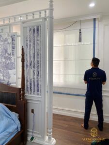 Thi công rèm Roman cho phòng ngủ nhà phố Đà Lạt