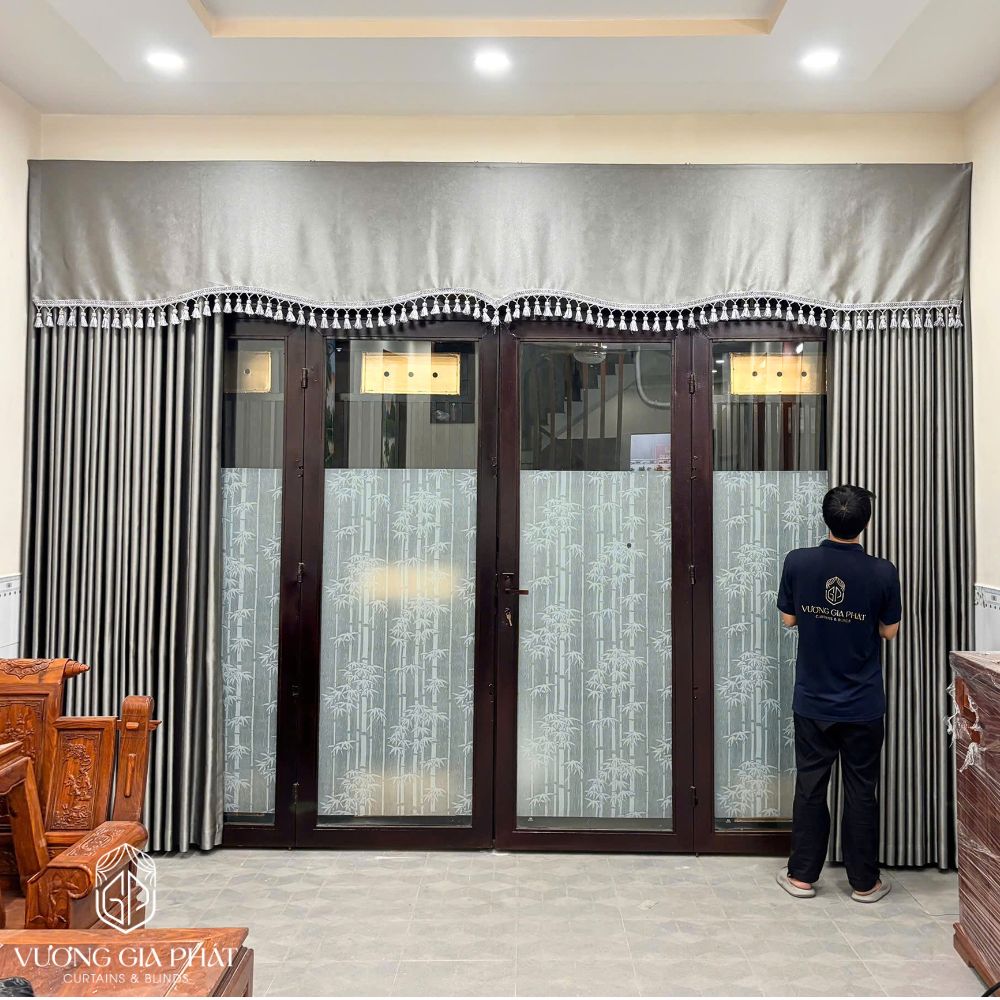 Rèm vải kết hợp lắp bèo 1 lớp cản nắng tự nhiên