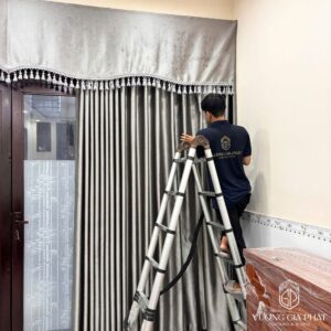 Rèm vải kết hợp lắp bèo 1 lớp cản nắng tự nhiên