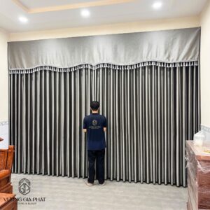 Rèm vải kết hợp lắp bèo 1 lớp cản nắng tự nhiên