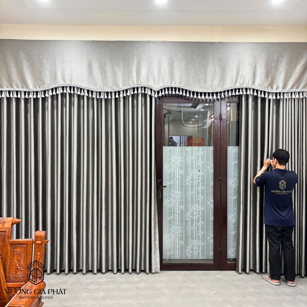 Rèm vải kết hợp lắp bèo 1 lớp cản nắng tự nhiên